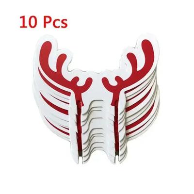Christmas Cup Card Santa Hat Wine Glass Decor Navidad Noel New Year Gift & Decorations | 10 20 30PCS 10pcs Color: Red Antlers