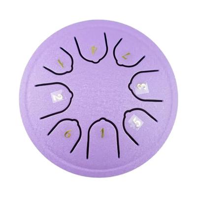 8 Tone Steel Tongue Drum Mini Hand Pan Drums With Drumsticks, Music Tambourine, And Accessories Portable Percussion purple