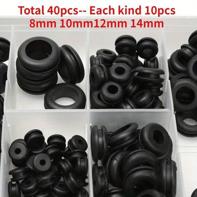 Black O Ring Rubber Washer Seals Gasket Grommet Assortment Kit Electrical Gasket O Ring Seals Tools Set 4 Sizes Total 40pcs