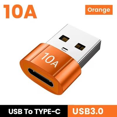 USB 3.0 OTG Adapter 10A, Type C Male To USB Female Fast Charging Converter For Smartphones, Tablets, PCs orange 1