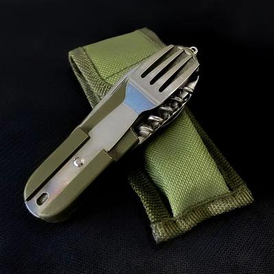 Stainless Steel Foldable Outdoor Tableware Set, Camping Picnic Hiking Travel Dinnerware Kit With Fork Spoon Knife Stainless Steel Foldable Outdoor Tableware Set, Camping Picnic Hiking Travel Dinnerware Kit With Fork Spoon Knife