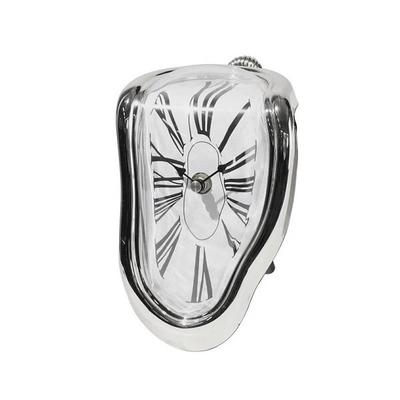 Surreal Melting Clock: Salvador Dali Style Wall Watch For Home, Office, Desk Decorative & Unique Gift SILVER