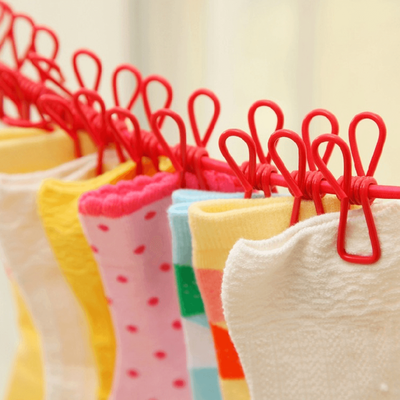 Portable Clothesline Windproof Clothes Rope Drying Rack Red