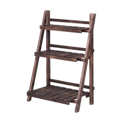 Rustic Wooden Flower Stand With Folding Design, Indoor Outdoor Plant Shelf For Patio, Garden, Balcony & Home Decor Rustic Wooden Flower Stand With Folding Design, Indoor Outdoor Plant Shelf For Patio, Garden, Balcony & Home Decor