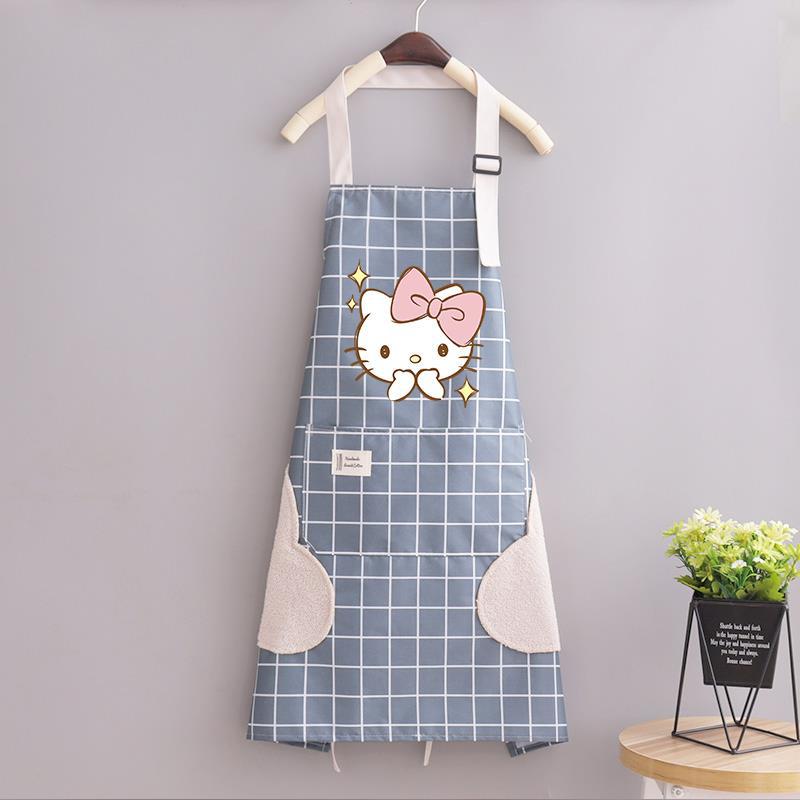 Kawaii Hello Kitty Apron Sleeve Set: Waterproof & Oilproof Anime Cartoon Print Fashionable Kitchen Household Item, Ide a1