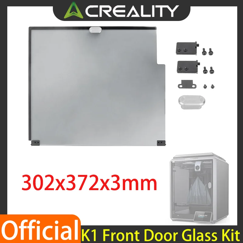 Creality K1 Vordertür-Glas-Set, 302 x 372 x 3 mm, Original, 50 % transparent, schwarz, Ersatz für K1 3D-Drucker-Zubehör Image