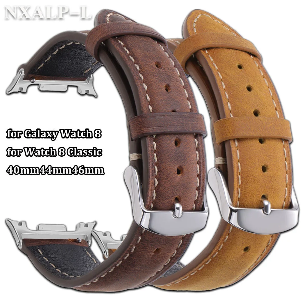 Echtes Leder-Uhrenarmband für Samsung Galaxy Watch 8 44 mm 40 mm Herren Damen Rindslederband für Galaxy Watch 8 Classic 46 mm Armband Image