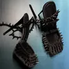 Nieten Satin Ankle Strap Pumps Karree Dünne Fersen Gothic Punk Rock Dunklen Stil Mode Luxus Elegante Prägnante Frauen Schuhe Neue