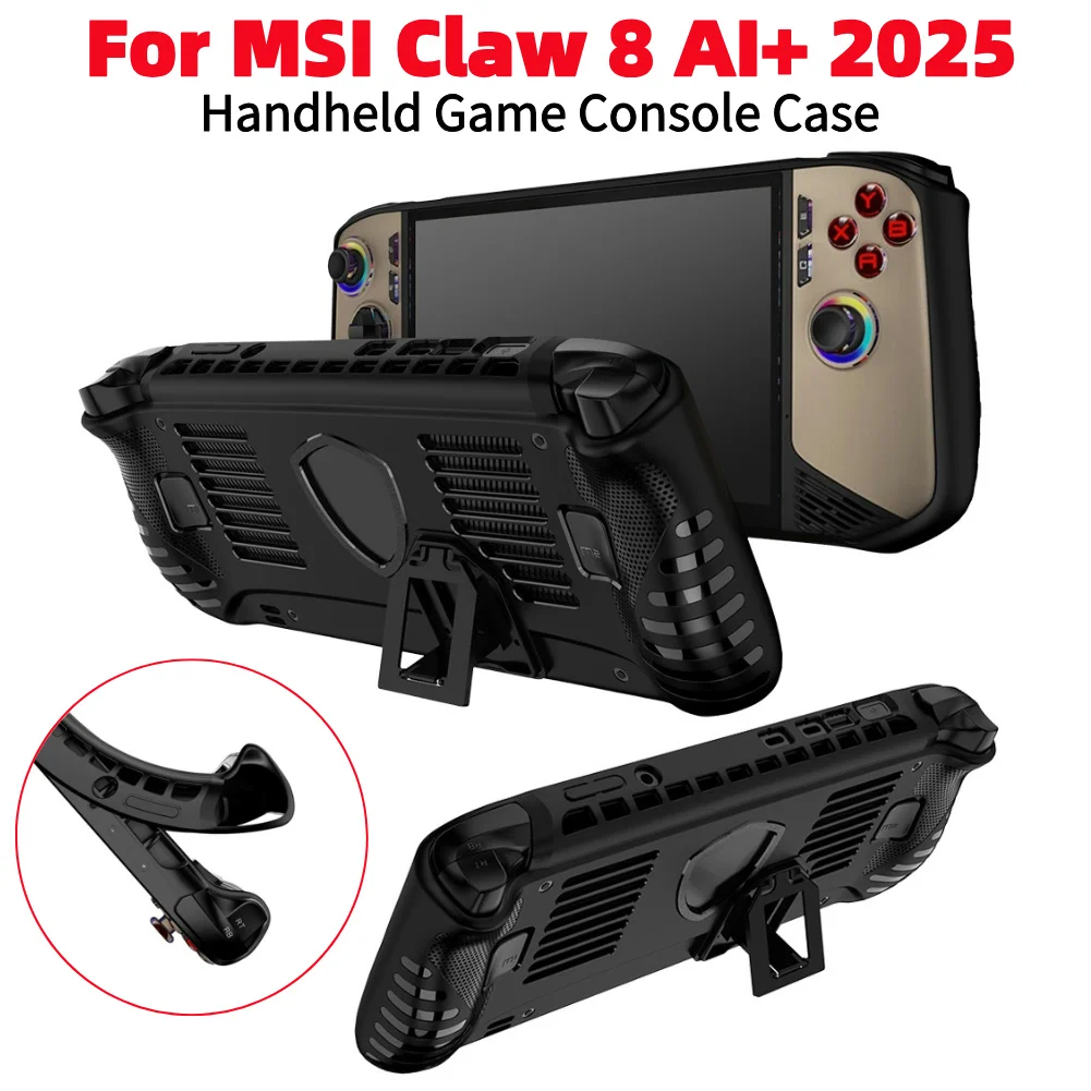 Handheld-Spielekonsolenhülle mit Ständer für MSI Claw 8 AI+ 2025, weiche, stoßfeste TPU-Schutzhülle, rutschfest, ergonomisch Image