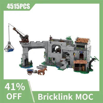 4515 Stück europäisches mittelalterliches Street View Lion Knights Castle Standalone Fortress Modell kreative Ideen Kinderspielzeug Geschenkblock MOC-10305 Image