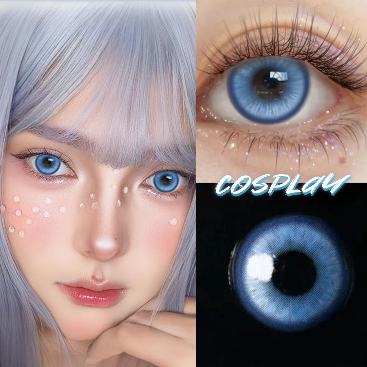 VISUASHOW Farbige Kontaktlinsen Lila Kleine Pupille Augenvergrößerung Weich Natürlich für Täglich Make-up Party Anime Halbjährlich Image