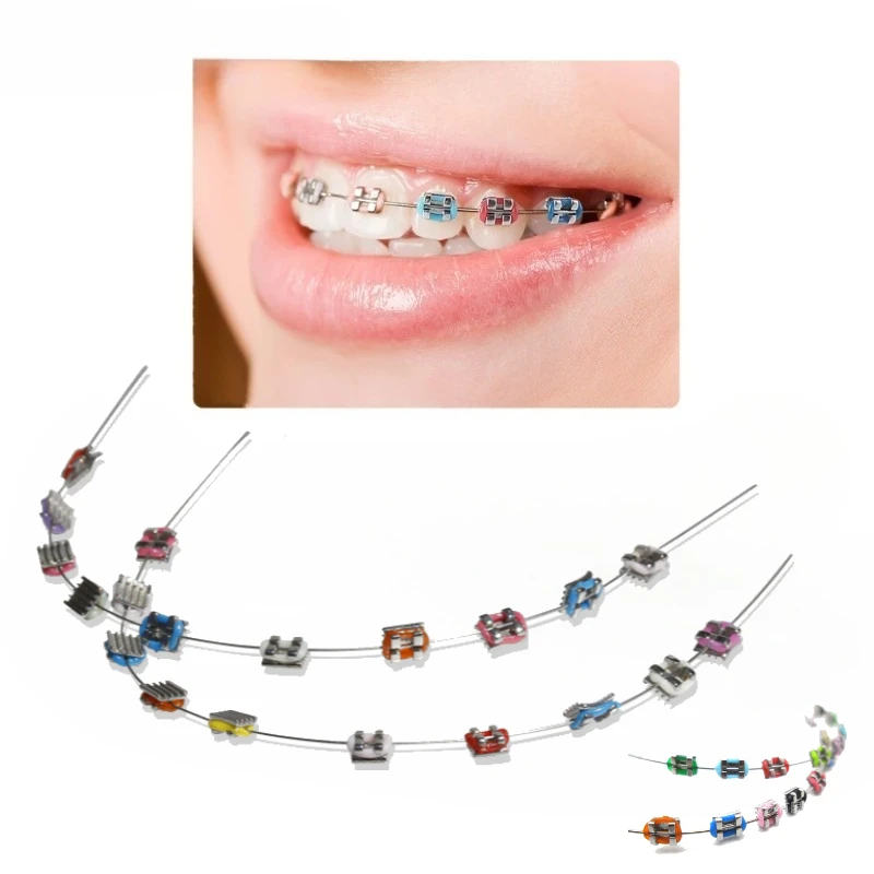 Mode 1 Paar Zahnspangen Bunte Temporäre Zähne Dekoration Metall Halterung Bogen Drähte Kieferorthopädische Ligatur Krawatten Hohe Qualität Image