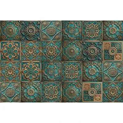 10 Stück Vintage-Wandaufkleber aus PVC im Metallstil, wasserfest, selbstklebend, für Küchen und Schlafzimmer, Fliesenaufkleber, Peeli und Stick Image