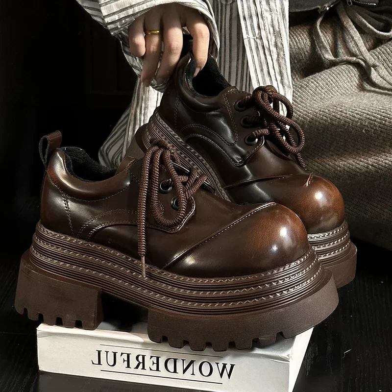 2025 frühling Frauen JK Mary Jane Schuhe Fashion Lace Up Schuhe Vintage Plattform Elegante Starke Ferse Schuhe