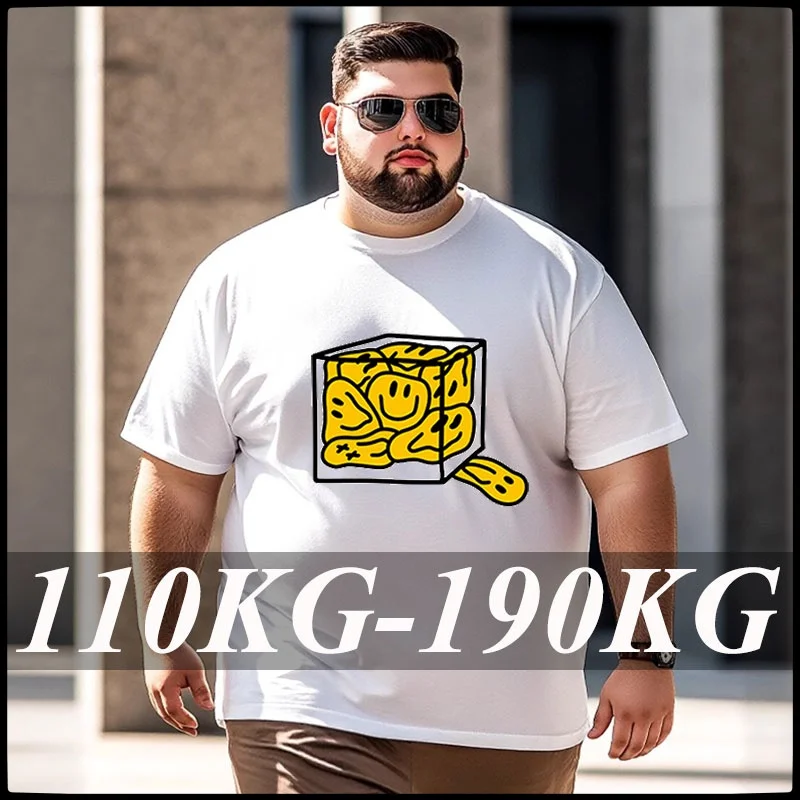 Männer Plus Größe T-shirt Sommer Volle Baumwolle T-shirts 110 kg-190 kg Weiß Schwarz Tees Casual Kurzen Ärmeln tops Grundlegende Männliche Kleidung