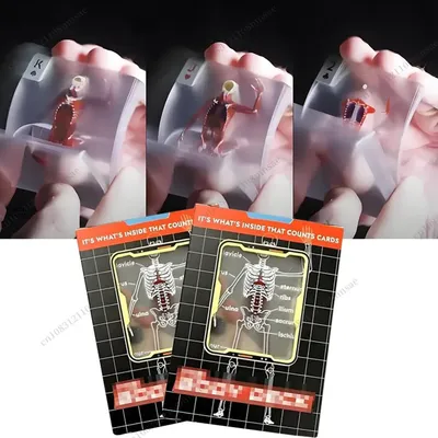 3D-Bild-Lernkarten, wiederverwendbar, lustig, Anatomie, Poker, Mehrzweck-Körper, transparente Spielkarten für Freunde, Geschenke Image