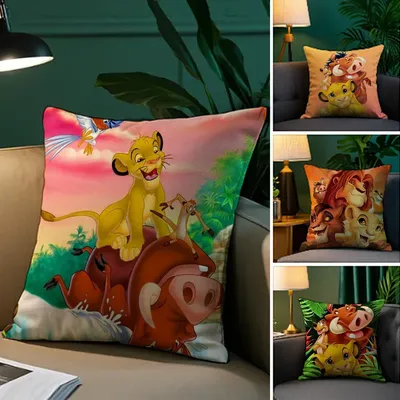 Der König der Löwen Kissenbezug aus Plüschstoff, weicher Kissenbezug, doppelseitiger Druck, Sofa-Kissenbezug, Überwurf Image