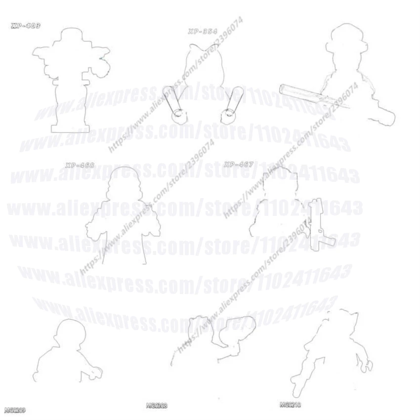 XP Actionfiguren Filmzubehör Bausteine Ziegel Spielzeug MG0208 MG0209 MG0210 XP354 XP403 XP467 XP468 DIY Spielzeug Image