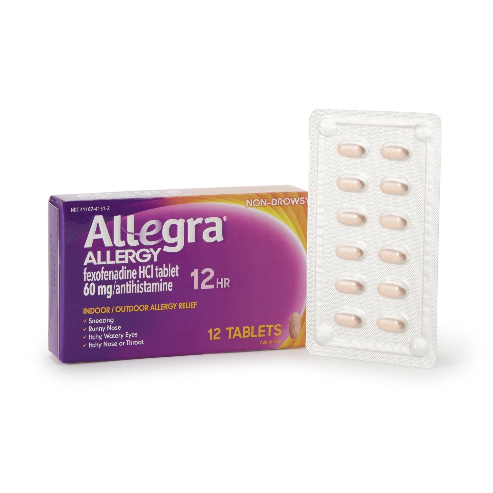 Allegra Allergy Relief 60 mg Strength Tablet 12 per Box (767037_BX) 1/BX Allegra® Cough, Cold, and Allergy Medications