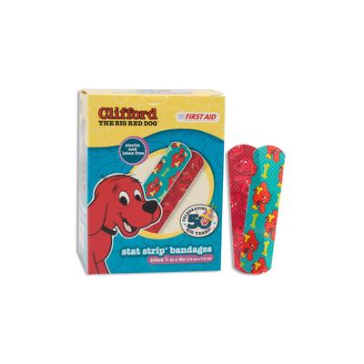 American White Cross Stat Strip Adhesive Strip 3/4 X 3 Inch Plastic Rectangle Kid Design (Clifford the Big Red Dog) Sterile (977008_CS)