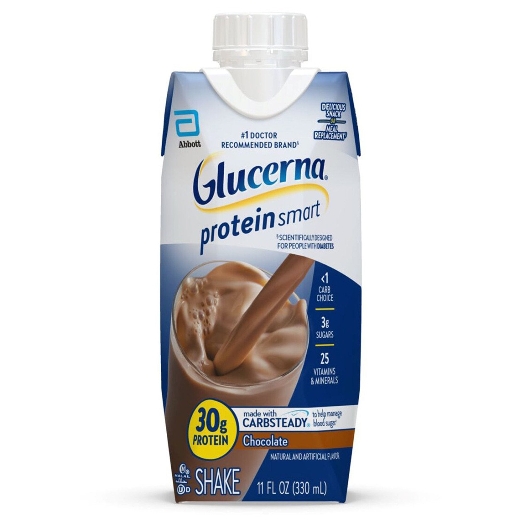 Glucerna Protein Smart Shake Oral Supplement Chocolate Flavor Liquid 11 oz. Reclosable Carton (1199104_CS) 12/CS Glucerna® Protein Smart Shake Oral Su