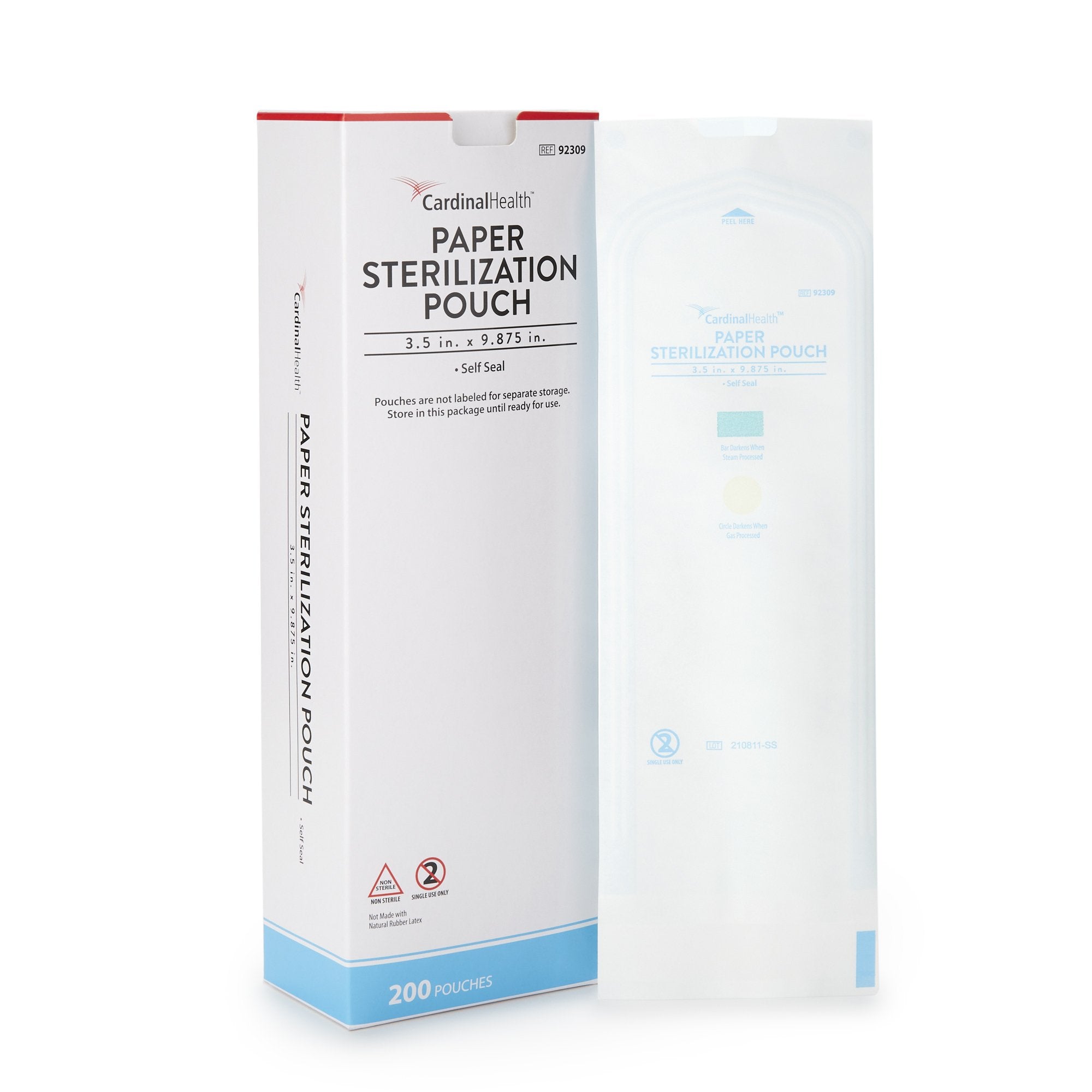 Cardinal Health Sterilization Pouch Ethylene Oxide (EO) Gas / Steam 3-1/2 X 9 Inch Transparent / White Self Seal Paper / Film (344693_PK)