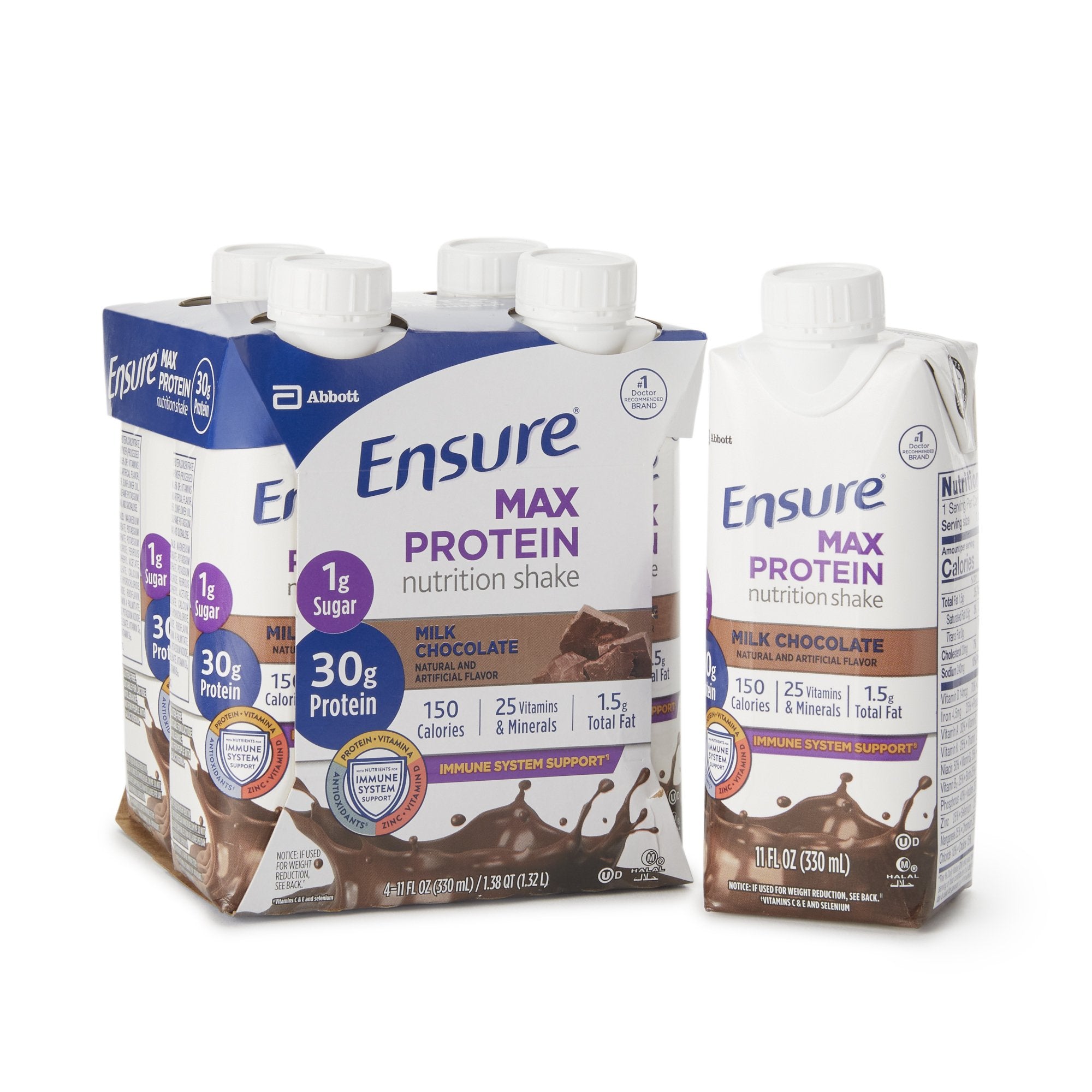Ensure Max Protein Nutrition Shake Oral Supplement Milk Chocolate Flavor Liquid 11 oz. Reclosable Carton (1102612_CS) 12/CS Ensure® Max Protein Nutrit