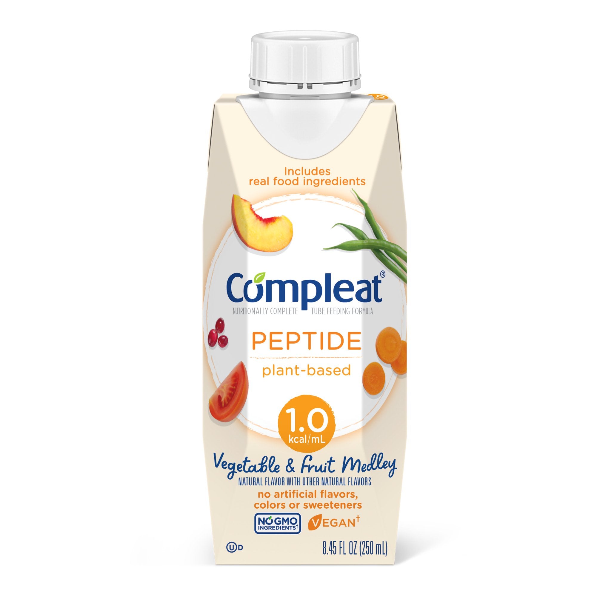 Compleat Peptide 1.0 Tube Feeding Formula Vegetable / Fruit Medley Flavor Liquid 250 mL Reclosable Carton (1228009_CS)