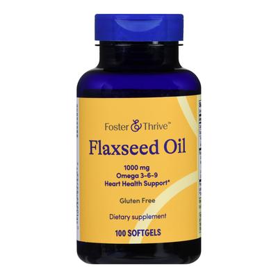 Foster & Thrive Dietary Supplement Flaxseed Oil 1,000 mg Strength Softgel 100 per Bottle (1238891_BT) 1/BT Foster & Thrive™ Vitamin Supplements