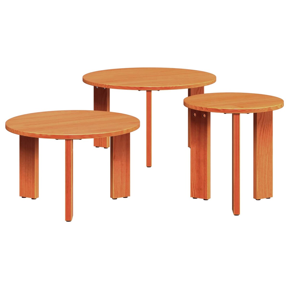 vidaXL Couchtisch 3 pcs Wachsbraun Massivholz Kiefer Image