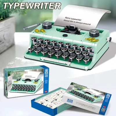 820PCS Classic Retro Typewriter Building Blocks DIY Micro Bricks Model Kids Toys Christmas Birthday Gifts for Adults