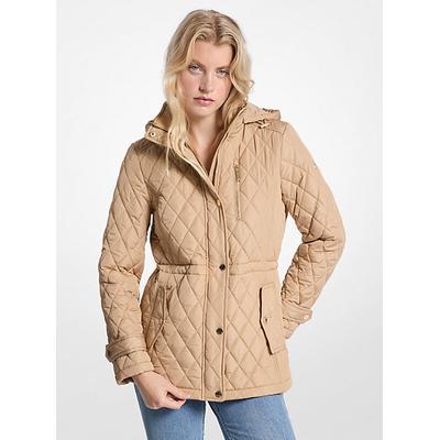 Michael Kors Quilted Hooded Jacket Natural XS