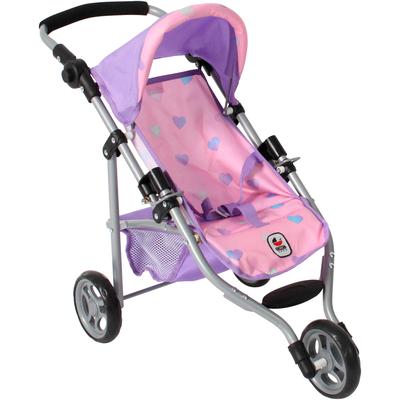 Puppenbuggy CHIC2000 "Jogging-Buggy Lola", herzchen lila, Puppenwagen, KinderB:33cm H:57cm T:70cm, Metall, Kunststoff, Stoff, mit klappbarem Verdeck, B:33cm H:57cm T:70cm