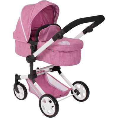 Kombi-Puppenwagen CHIC2000 "Linus, grau-rosa", pink (jeans pink), Puppenwagen, KinderB:42cm H:82cm T:72cm, Stahl, Polyester, Kunststoff, mit schwenkbaren Vorderrädern, B:42cm H:82cm T:72cm Image