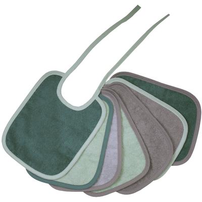 Lätzchen WÖRNER "Bindelätzchen 7er Pack 20x25 cm", Baby, grün (helloliv), Baumwolle, Lätzchen, großes Set, maschinenwaschbar, trocknergeeignet Image