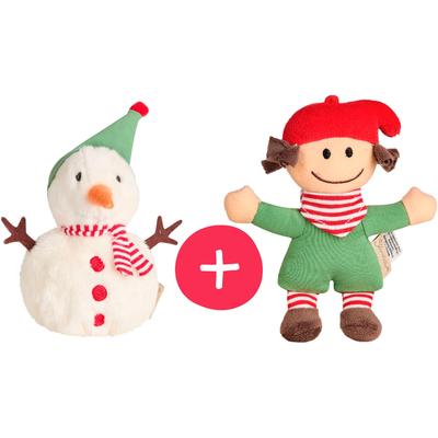 Rassel STERNTALER "Weihnachtswichtel und Schneemann-Knuddelsäckchen", grün (weiß, grün), Greifspielzeug, KinderH:15cm, Polyester, Baumwolle, H:15cm Image