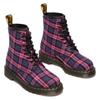 Schnürstiefelette DR. MARTENS "1460 8 Eye Boot", Damen, Gr. 38, pink (pink kariert), Leder, modisch, Schuhe, Festival, Blockabsatz, Schnürboots mit gelber Rahmennaht