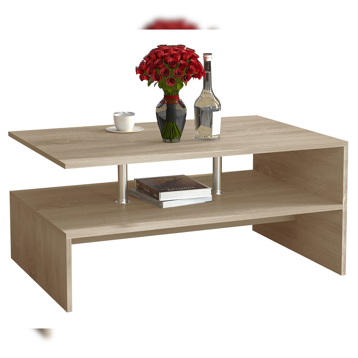 VCM Beistelltisch & Couchtisch Maliso Sonoma-Eiche H. 42 x B. 90 x T. 60 cm Image