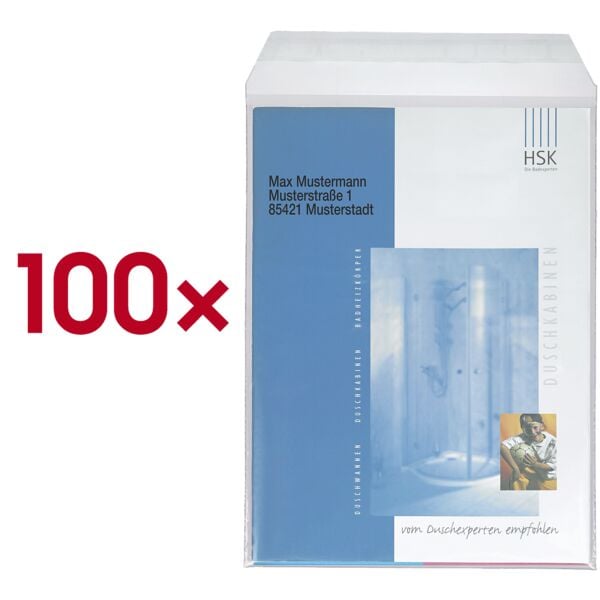docuCARE 100er-Pack Folienversandtaschen »ohne Fenster« DIN B4 transparent transparent
