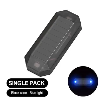 Car Mini LED Solar Power Warning Light Wireless Anti Theft Night Security Simulated Alarm Lamp blue