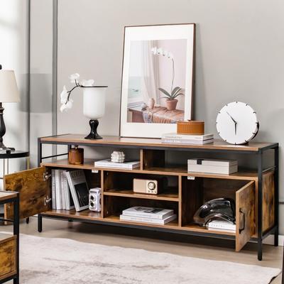 58 Inch Industrial TV Stand With Cabinets & Adjustable Shelf For TVs Up To 65 Inch 58 Inch Industrial TV Stand With Cabinets & Adjustable Shelf For TVs Up To 65 Inch