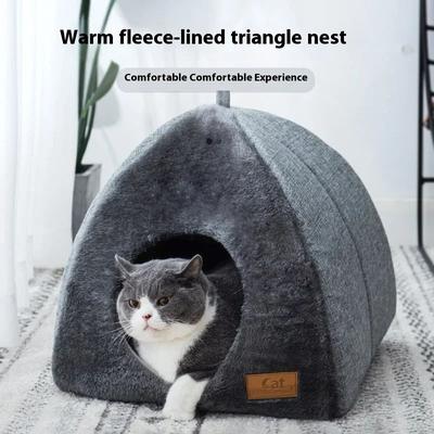 Triangle Cat Nest Closed Cat House, Warm Thickened Pet Nest For Deep Sleep, Dog Nest Bed, Cat Tents, Indoor Pet Supplies Triangle Cat Nest Closed Cat House, Warm Thickened Pet Nest For Deep Sleep, Dog Nest Bed, Cat Tents, Indoor Pet Supplies