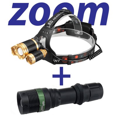 Powerful Headlamp & Flashlight Combo Set Zoomable LED 18650 Torch With Rechargeable Battery + Car Charger Headlight Lamp Powerful Headlamp & Flashlight Combo Set Zoomable LED 18650 Torch With Rechargeable Battery + Car Charger Headlight Lamp