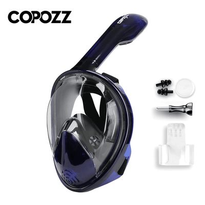 Full Face Snorkeling Mask With Anti Fog Design For Adults l xl dark Blue