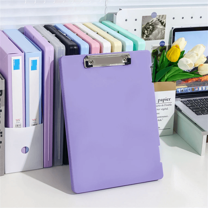 A4 Document Organizer Folder With Storage Box And Writing Board For Office Desk Or School purple