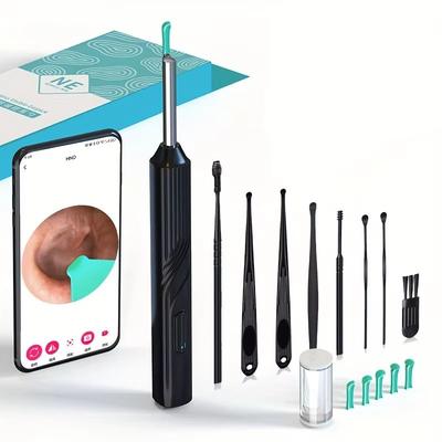 Smart HD Ear Wax Remover With Camera 1080P Otoscope & LED Ear Cleaner Set black