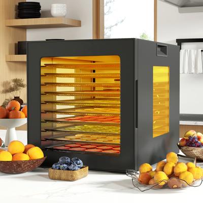10 Stainless Steel Trays Dryer With 10 Presets, 4 Sided Viewing Window Food Dehydrator With LED & 360 Airflow 10 Stainless Steel Trays Dryer With 10 Presets, 4 Sided Viewing Window Food Dehydrator With LED & 360 Airflow