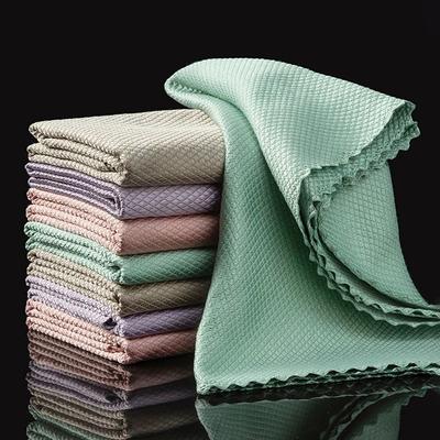 Microfiber Glass Cleaning Cloth Rag, Lint Free Reusable Fish Scale Polishing Towels For Windows, Car, Kitchen & Mirror Microfiber Glass Cleaning Cloth Rag, Lint Free Reusable Fish Scale Polishing Towels For Windows, Car, Kitchen & Mirror