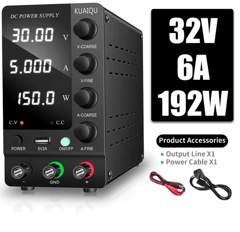 KUAIQU Adjustable DC Power Supply With USB Interface 30V 10A, 60V 5A, 120V 3A Lab Bench Supply white 30v10a ac 110v