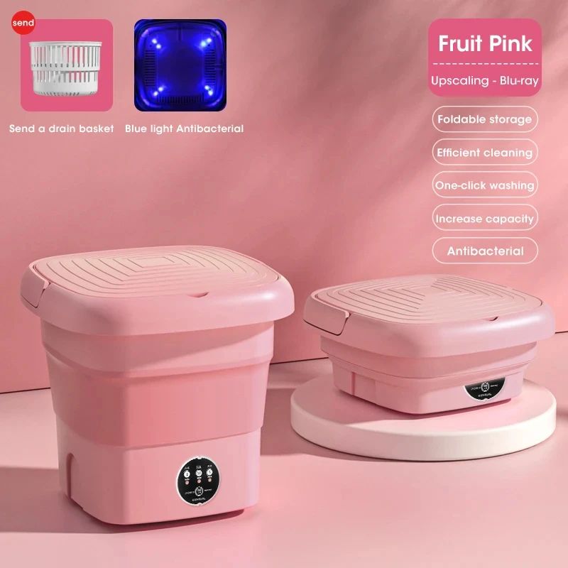 Mini Portable Washing Machine Foldable Laundry Washer Dehydrator For Socks Underwear Panties Travel Dorm green